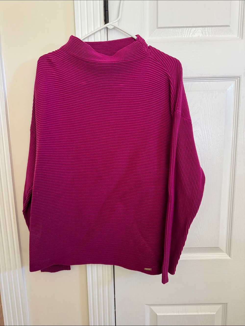 Ivanka Trump Fuchsia Ribbed Cowl Neck Sweater